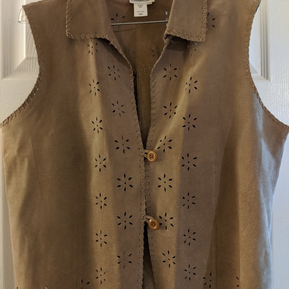 Coldwater Creek Jackets & Blazers - Coldwater Creek XL Boho Tan Suede Leather Vest